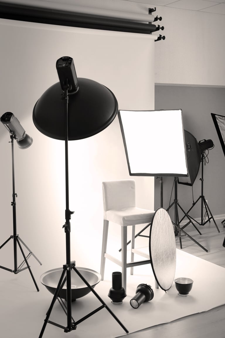 Photo Studio with Lighting Equipment